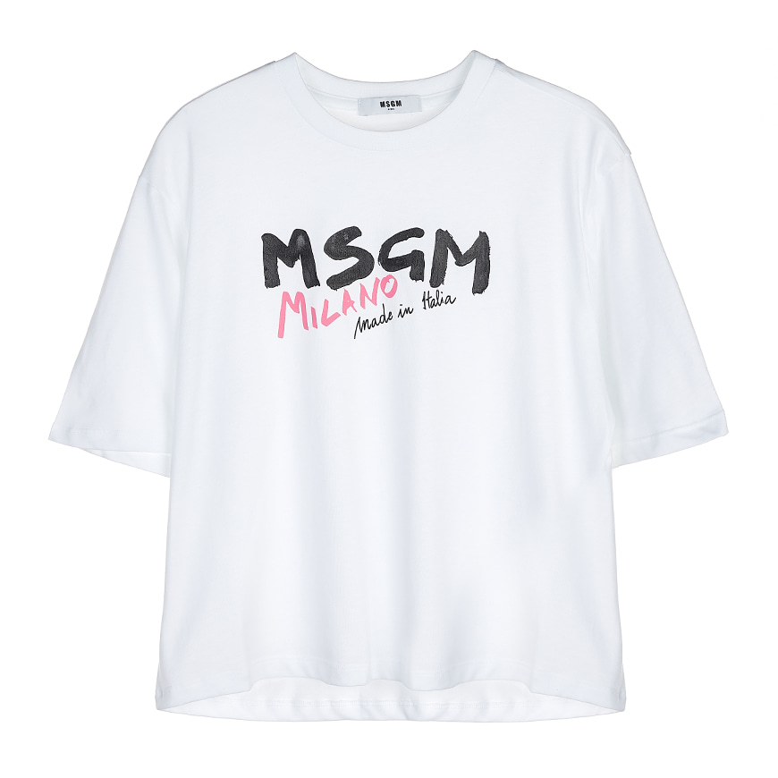 [라벨루쏘] [MSGM 키즈]  로고 티셔츠 MS026939 001 (8-10)