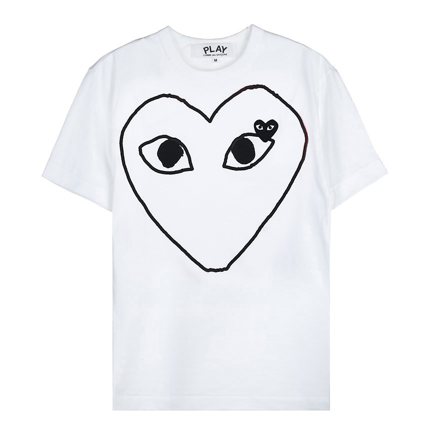 [꼼데가르송]  남성 하트 로고 반팔 티셔츠  P1T102 WHITE
