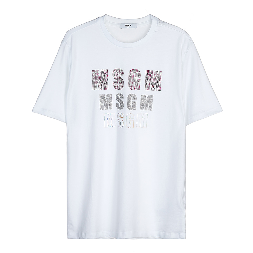 [라벨루쏘] [MSGM 키즈]  로고 티셔츠 MS026900 001 (12-14)