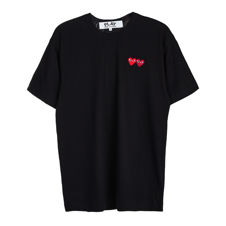 [라벨루쏘] [꼼데가르송] [22SS] 더블 하트 로고 반팔 티셔츠 P1T226 BLACK