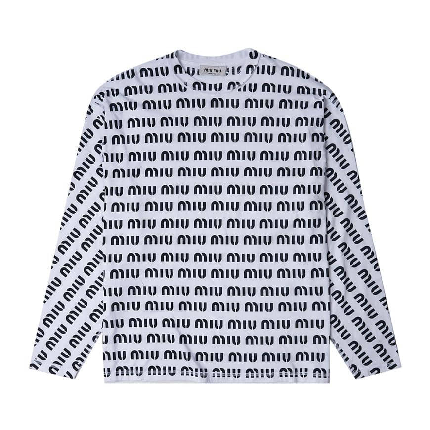 [미우미우] 여성 프린트 코튼 티셔츠MJL862 12P2 F0009