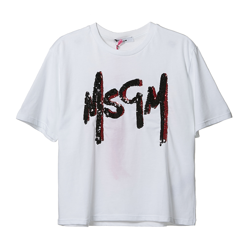 [라벨루쏘] [MSGM 키즈]  로고 반팔 티셔츠 022068 001 (12-14)